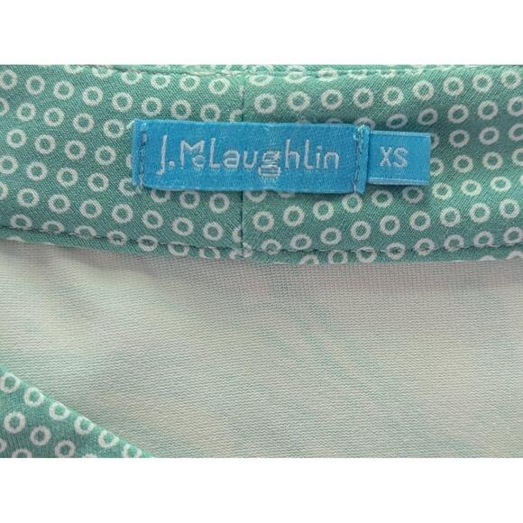 J McLaughlin Dress Women XS Turquoise White Pattern Sheath Casual Preppy Classic - Picture 9 of 14